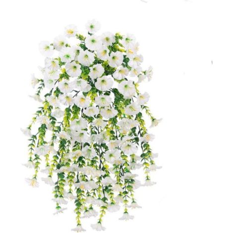 Crrynuo - Plante artificielle - Plante suspendue artificielle - Blanche - Lot de 2 - Décoration intérieure/extérieure - Imperméable (1/5)