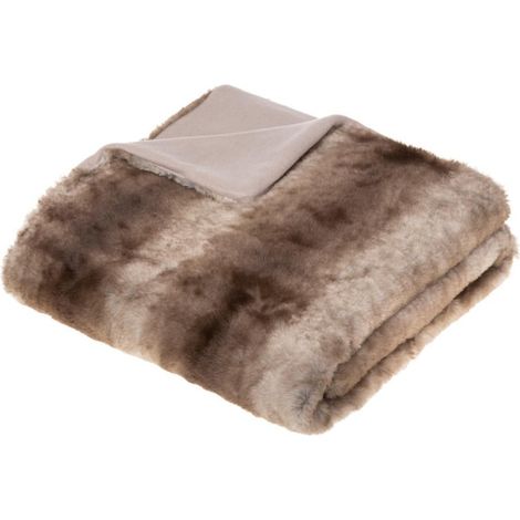 Plaid Imitation Fourrure "Grizzli" 120x160cm Beige (1/4)