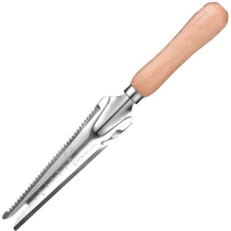 Outil Gouge de Désherbage en Acier Inoxydable avec Poignée en Bois, 33.5cmx3cm Désherbeur Manuel Jardin Désherbage (1/3)