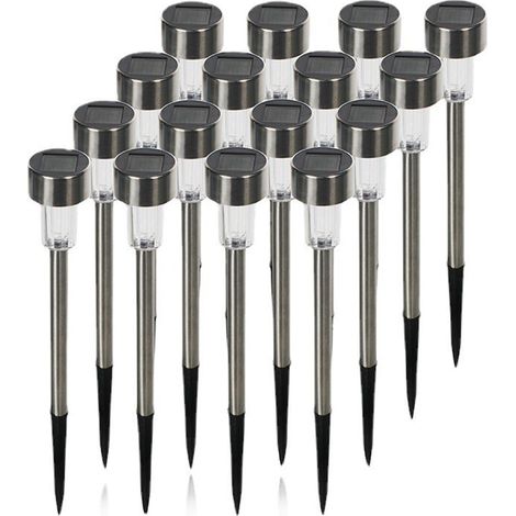 Set of 24 waterproof LED solar lights – Stainless steel and plastic – 8-hour battery life – Automatic dusk-to-dawn lighting (1/5)