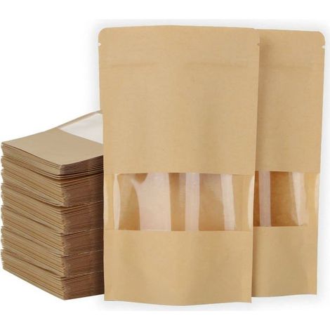 Kraftpapier-Lebensmittelbeutel – 12 x 20 cm – 200er-Packung – Wiederverwendbar – Wasserdicht (1/4)