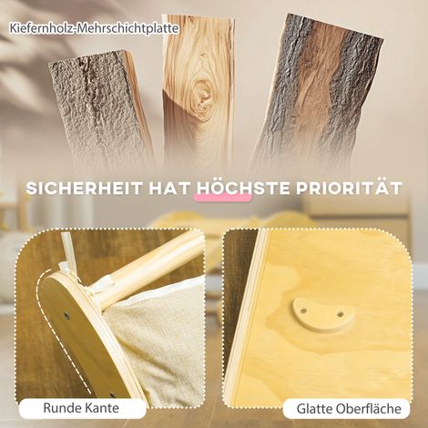 Set de varappe pour enfants, design 4-en-1 avec pont voûté, balançoire-bascule, coussin, rampe de glisse, pour intérieur, en bois (1/5)