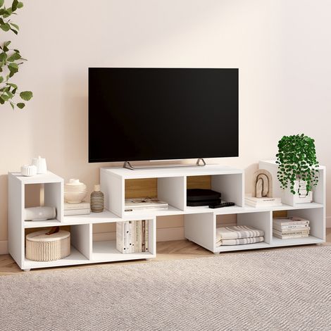 Mueble TV modular LEONARD 3 piezas para salón, dormitorio y estudio, 140-205 x 30 x 43 cm
