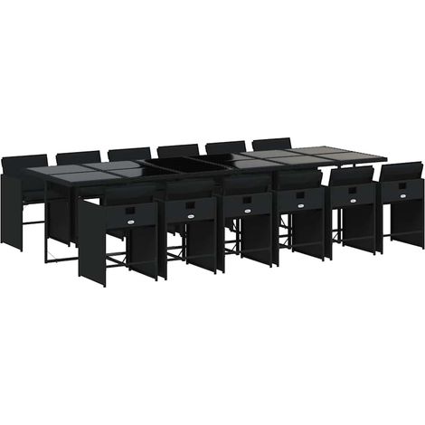 Maison Exclusive - Set da Pranzo da Giardino 13pz con Cuscini Nero in Polyrattan
