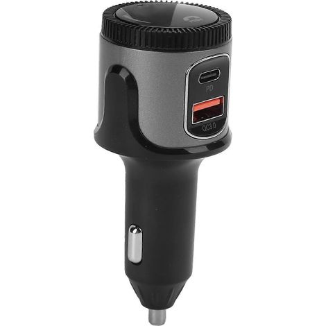 FM-Transmitter 5.0 fürs Auto, kabellos, mit LED-Anzeige, Freisprechfunktion, Schnellladefunktion und Adapter für Google Assistant