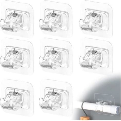 Supports pour Tringles à Rideaux - Noname - 8 Pièces - Auto-Adhésifs - 6x6 cm - Blanc (1/4)