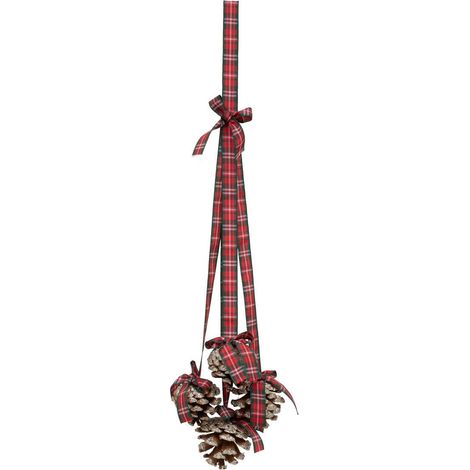 Baumschmuck aus Holz Tannenzapfen Tartan 45cm - Atmosphera créateur d'intérieur