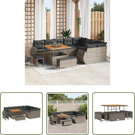 vidaXL Poly-Rattan - Gartensofa-set 12 pcs Grau Poly-Rattan (1/5)