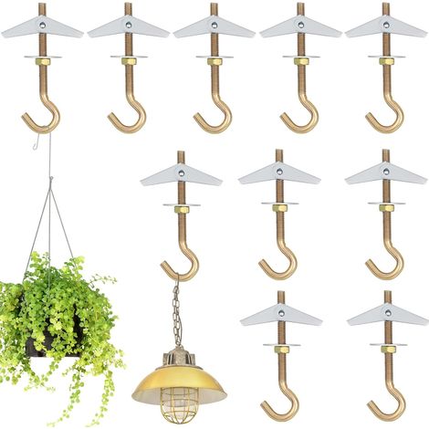 10 Pièces Crochets Plafond M6 x 85mm Fixation Plafonnier Ressorts a Bascule, Crochets À Bascule Crochet de Fixation pour Plantes Suspendues (1/5)