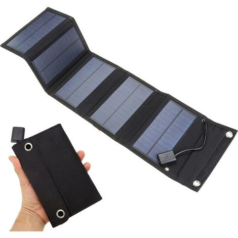 Chargeur solaire USB 5V 15W Cellule solaire portable Chargeurs de batterie solaires étanches Panneau solaire USB Power Bank avec 5 panneaux solaires de charge pour téléphone pour la randonnée Camping  (1/5)