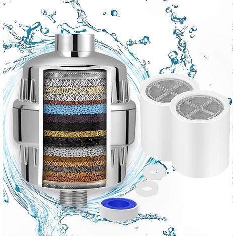 Douche filtrante anti-calcaire avec 2 cartouches de rechange, pommeau de douche purificateur d'eau éliminant chlore et fluor pour une expérience de bain améliorée (1/5)