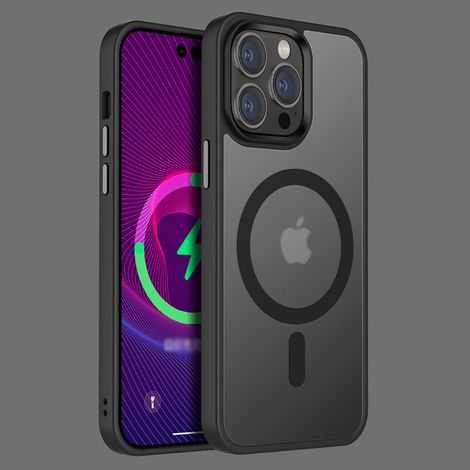 Étui De Téléphone À Ventouse Magnétique Givré Téléphone De Protection Résistant Aux Chutes(iPhone14 pro,noir) (1/5)