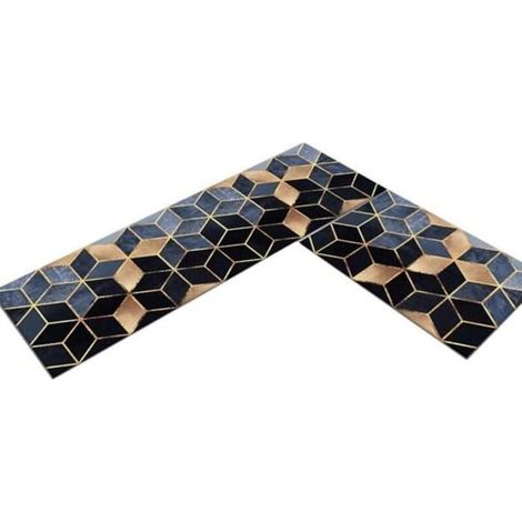 Lot de 2 tapis de cuisine antidérapants, motif mosaïque, coussins absorbants modernes à placer devant l'évier, 40 x 60 cm + 40 x 120 cm (1/4)