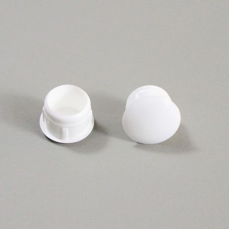 50 Bouchon, Plastique Blanc, Diamètre 12 mm, Tête Dôme, Pour Trou Alésage