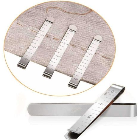 Juego de 20 clips de costura de acero inoxidable para dobladillos, regla de medición de 7,6 cm, suministros para colchones, clips Wonder, clips de marcado, accesorios y clips para marcar proyectos de 