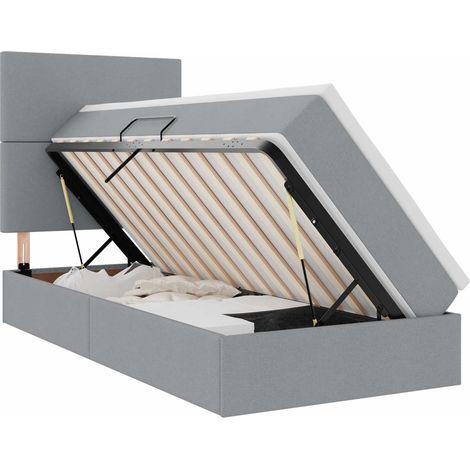 Maison Exclusive - Aufbewahrungsbett mit Matratze Hellgrau 90 x 1