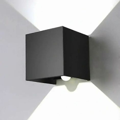 Applique murale LED noire 12 W IP65 étanche, lumière blanche froide 6000 K, angle réglable, avec détecteur de mouvement