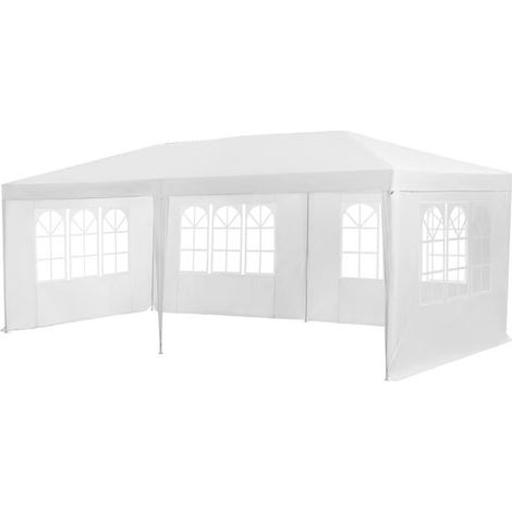 Tonnelle de jardin - JUANIO - 3x6 m - Blanche - Structure robuste détachable - Avec fenêtres (1/5)