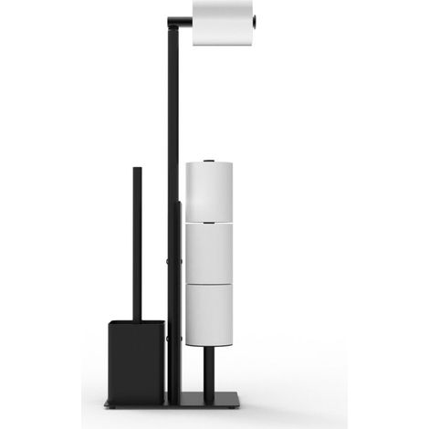 Porte Papier Toilette avec Brosse WC - Porte Rouleau Debout en Acier Inoxydable(Noir) (1/5)
