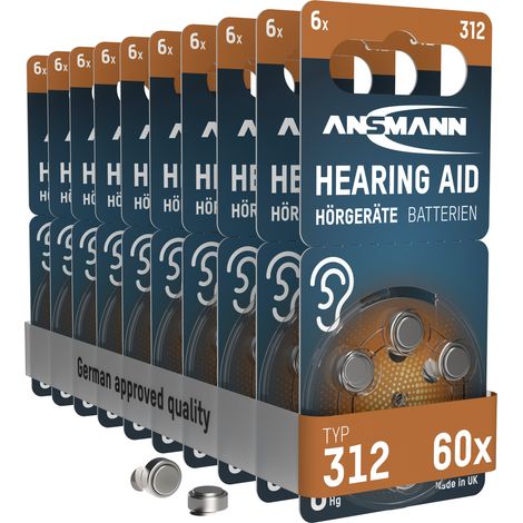 ANSMANN Hörgerätebatterien Typ 312 P312 ZL3 PR41, 60 Stück (1/5)