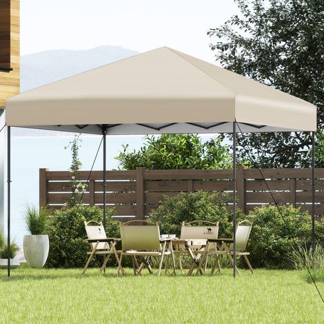 Tonnelle pliante blanche 3 x 3 m en polyester avec protection UV 50 , hauteur réglable et sac de transport pour jardin (1/5)