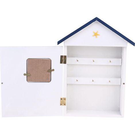 Boîte à Clés Murale Bois Style Méditerranéen pour Rangement Clés Maison Entrée Cuisine Usage Polyvalent