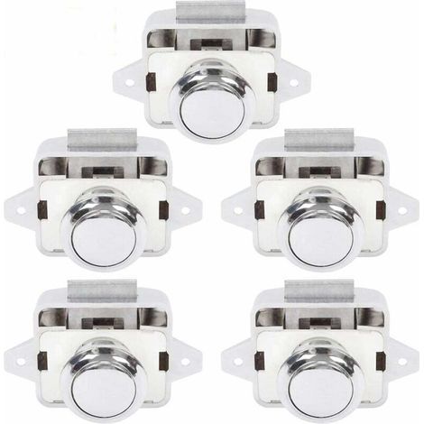 Pulsante per camper - Chiusura a scatto, pomello per armadietto per camper, 5 pezzi, argento (1/4)