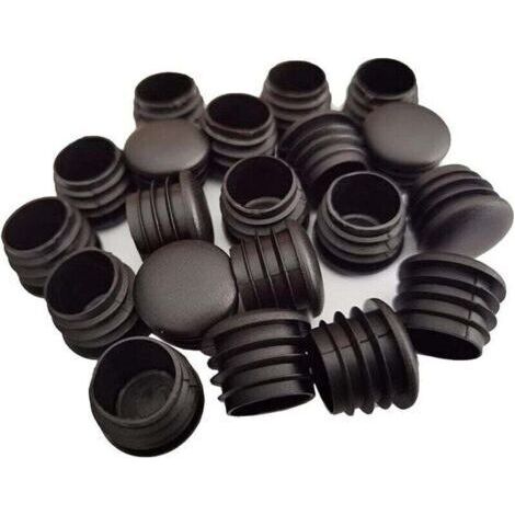 Bouchon en Plastique Rond, 20 pièces Bouchon d'extrémité de Tube Noir Bouchon de Chaise Glisse de Meubles /Jambe Tuyau Couvercle Insert (25mm) (1/4)