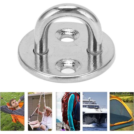 Plaque d'ancrage en acier inoxydable robuste, crochet en U rond anti-rouille pour bateau, porte, hamac, usage domestique - 5MM