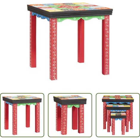 Bohemian Tisch - Quadratischer Tisch 3 pcs Mehrfarbig (1/5)