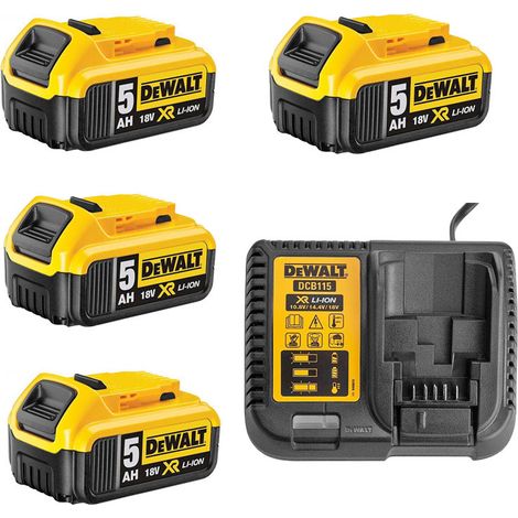 Paquete de energía DEWALT 4 baterías de 5,0 Ah 18V DCB184-XJ y un cargador DCB115-XJ (1/3)