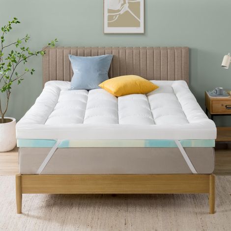 Zinus Coprimaterasso 140 x 200 cm, 10 cm, in memory foam a celle aperte, media resistenza, morbido rivestimento traspirante, lavabile in lavatrice (1/5)
