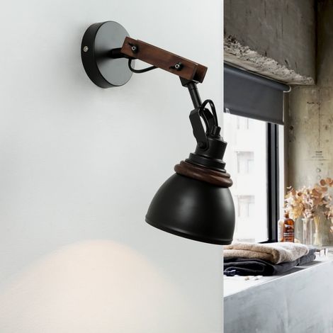 Verstellbare Wandlampe Holz Metall E14 Retro Design