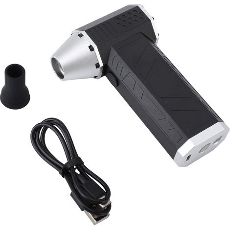 Mini Ventilateur Turbo Souffleur d'Air Sans Fil Moteur Brushless 120000 RPM 3 Vitesses Rechargeable avec Lumière LED Noir et Argent (1/5)