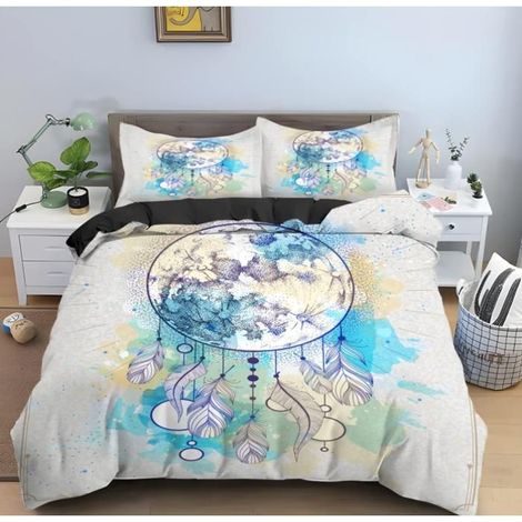 Housse De Couette 90x190 Attrape-RêVes Bleu Clair +2 Taies d'oreiller 65x65 Cm Doux Respirant Parures De Lit Lisse Luxe - 96H (1/4)