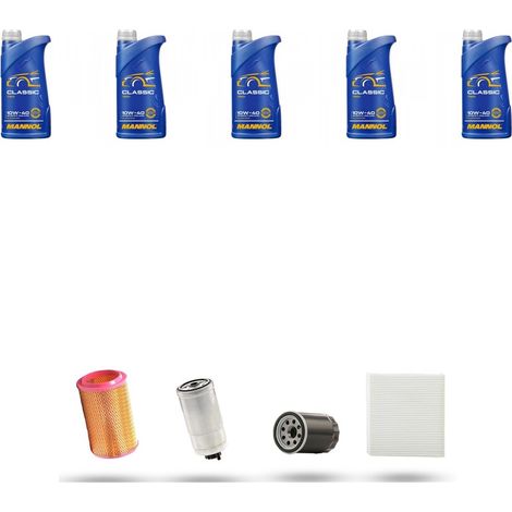 Kit tagliando 4 FILTRI e 5L OLIO compatibile con Alfa Romeo 156 (932) 2.4 JTD 100kw dal 1997-2001