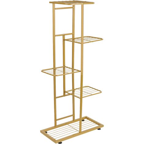 SJLERST Étagère à plantes métal 5 niveaux 6 pots or H916-1 (1/5)