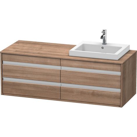 Mobile contenitore Duravit Ketho Vanity a parete 6757, 4 cassetti, 1400mm, per 1 lavabo incasso, destra, Colore (anteriore/corpo): Ciliegio del Ticino - KT6757R7373