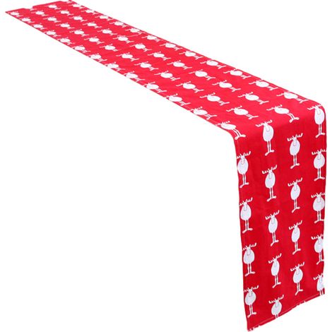 30 cm x 180 cm roter Weihnachtstischläufer aus Baumwolle und Leinen (1/4)