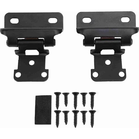 2Pcs Self Closing Cabinet Hinge 1/2in Enhanced Safety Steel Semi Wrap Overlay Cupboard Door Hinge for Kitchen Bathroom RV Boat Campervan Black