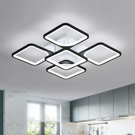Comely – Plafonnier LED carré 64W 5760LM – lumière blanche froide 6500K – métal et acrylique – pour salon, cuisine, chambre – dimensions 60x60x13cm (1/4)