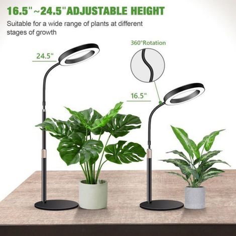 Lampes de culture pour plantes d'intérieur,80 LED à spectre complet,lampe de bureau avec minuterie,5 niveaux d'intensité réglables (1/4)