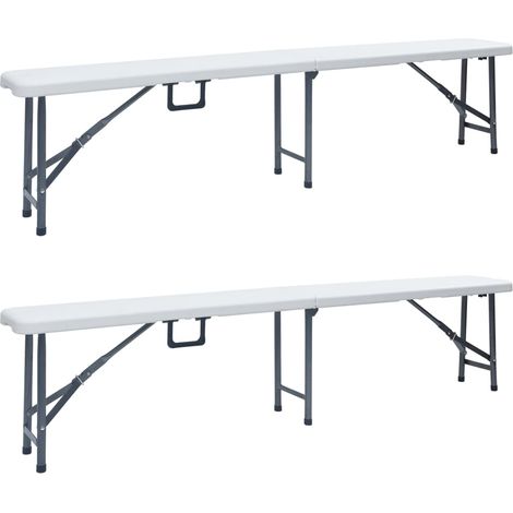 Klappbare Gartenbänke 2 Stk. 180 cm HDPE Weiß