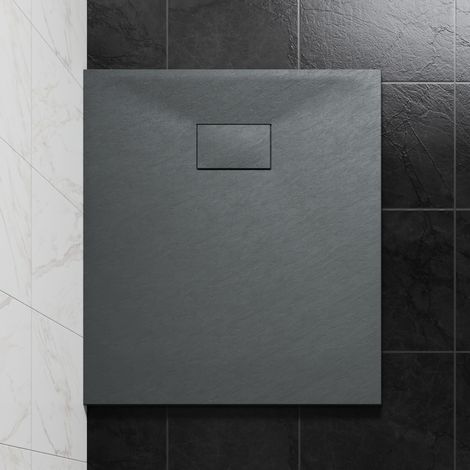 NRG 1000 x 800mm SMC Anthracite Rectangle Slate Effect Bathroom Shower Tray
