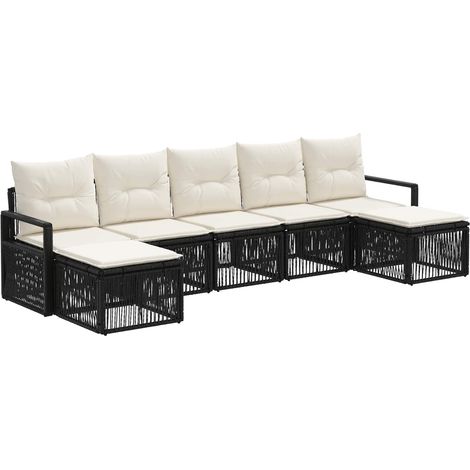 Gartensofa-set 7 pcs Schwarz Poly-Rattan vidaXL
