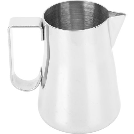 Pichet à lait en acier inoxydable 350 ml, couleur argent, idéal pour mélanger le lait et les boissons à base de café. (1/5)