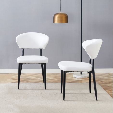 MEUBLIV Esszimmerstuhl 50x45x80 cm Weiß und Schwarz – ergonomische Rückenlehne, 2er-Set (1/5)