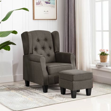 Fauteuil Chaise avec repose-pied Fauteuil Design Fauteuil Relax Taupe Tissu vidaXL (1/5)
