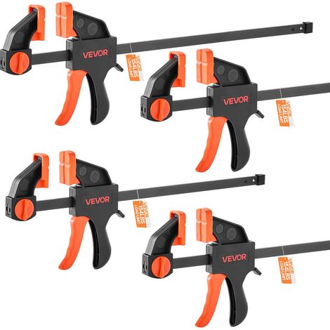 Serre-Joints à Libération Rapide Ouverture de la Mâchoire 2PCs 30,48 cm 2PCs 15,24 cm, Pince Écarteur à Une Main Capacité Max. 70 kg, Pince en F en Plastique et Acier, pour Menuisier Métallurgie (1/5)