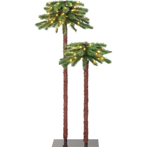 COSTWAY Palmera artificial Navidad pre-iluminada, árbol de decoración navideña con 84 puntas de ramas de PVC y 100 luces LED, árbol festivo, ideal para hogar, escuela, oficina y carnaval (1/5)